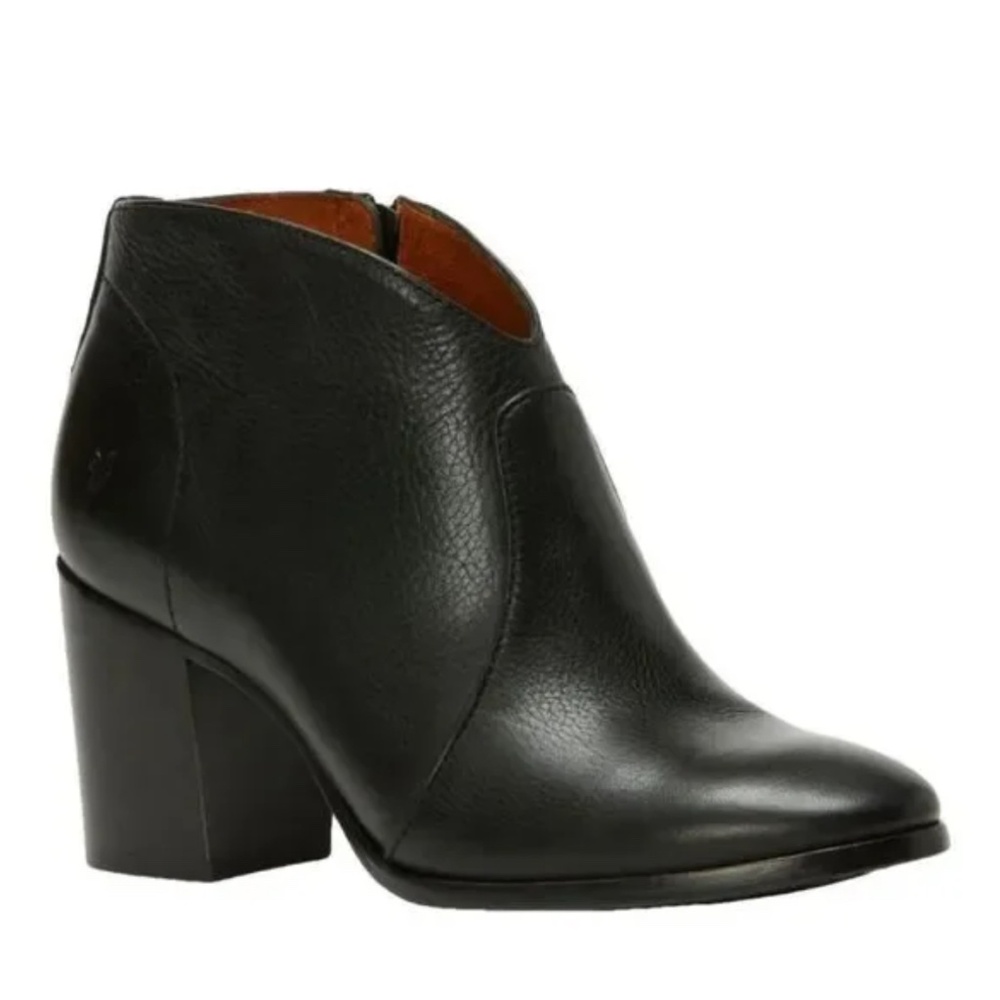 FRYE Nora Zip Short Leather High Heeled Ankle Boots Black Size 8 Bootie